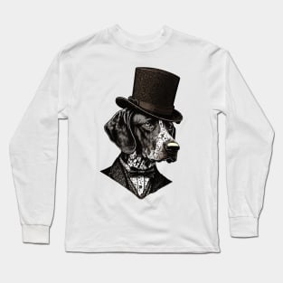 German shorthaired pointer with top hat Long Sleeve T-Shirt